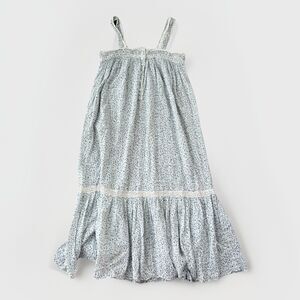 DOEN Floral Print Midi Dress Size M Blue Ditzy Flowers Organic Cotton Sundress